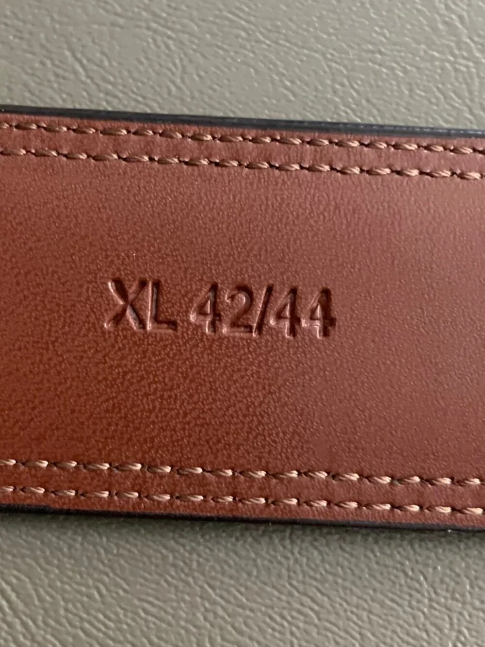Perry Ellis Portfolio Men's Madras Bonded Leather Dress Belt, Brown, XL 42-44